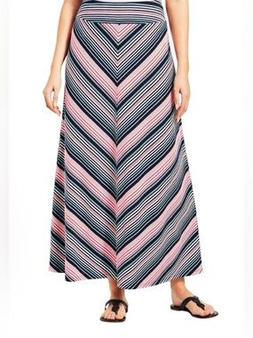 Talbots Striped Midi Maxi Skirt S Cotton Modal Jersey A-Line Stretch